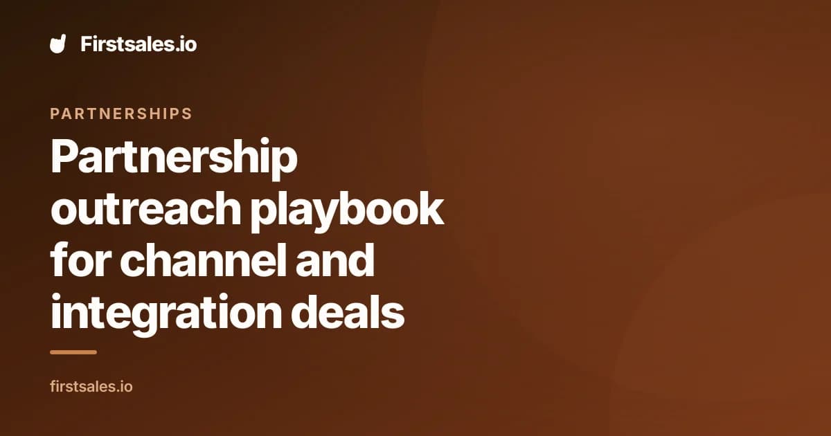 Partnership outreach playbook for channel and integration deals