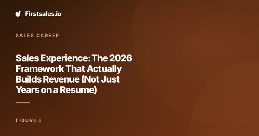 Sales Experience: The 2026 Framework That Actually Builds Revenue (Not Just Years on a Resume)