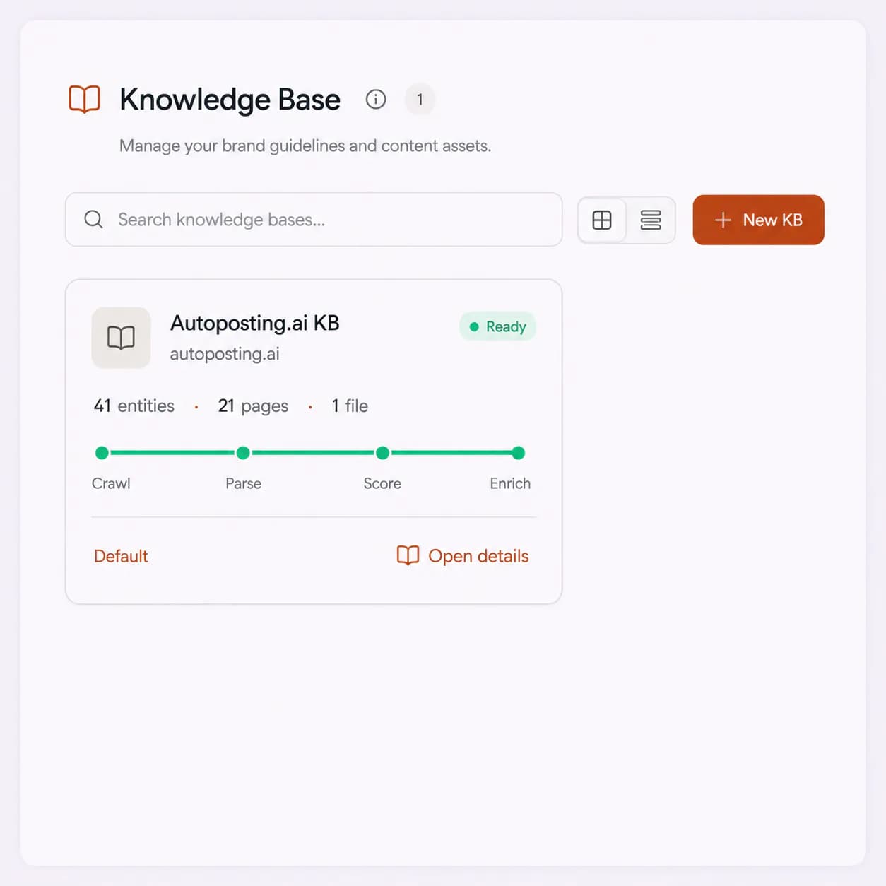 FirstSales Knowledge Base, a per-workspace company brain built from your website that grounds every AI email