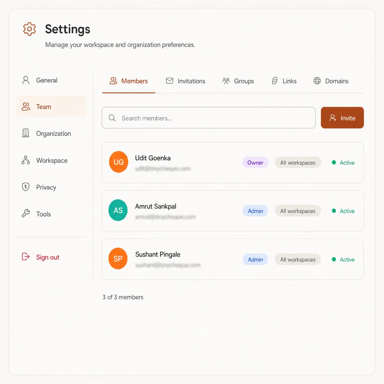 FirstSales organization with multiple isolated client workspaces and a workspace switcher