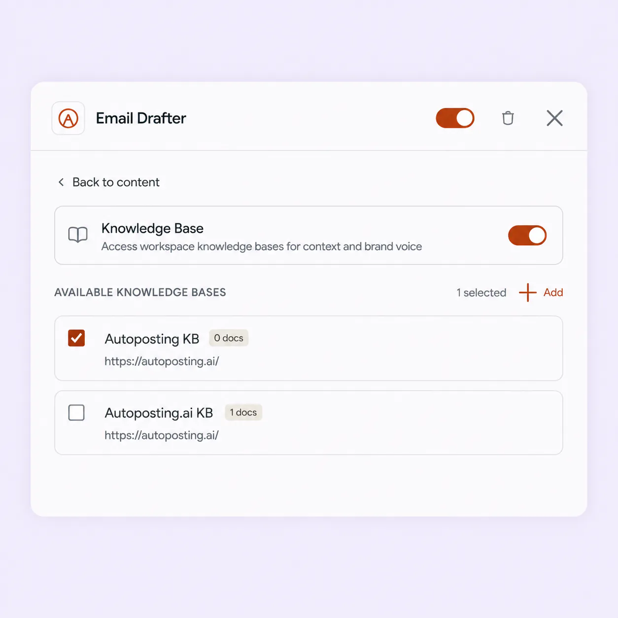 Connecting a knowledge base of website, docs, and case studies to the FirstSales AI email writer