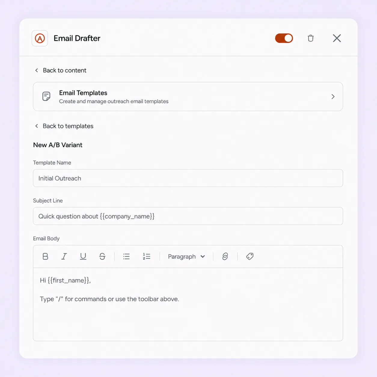 FirstSales AI email writer generating subject lines, body copy, and a full follow-up sequence