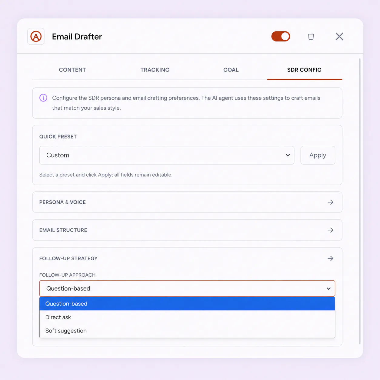 Editing AI instructions and seeing a FirstSales campaign adapt on the next send