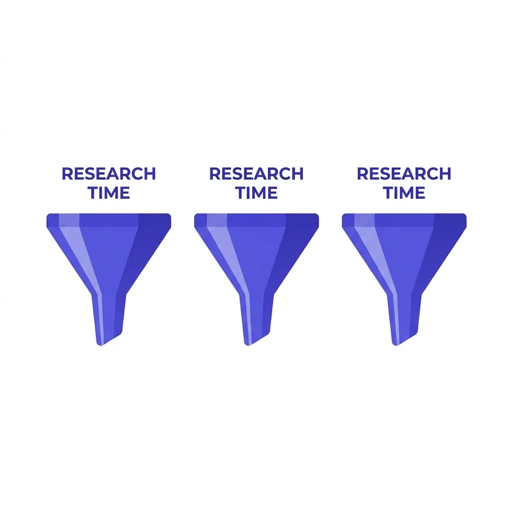 Diagram of research time per account shrinking as three vendors promise the same personalization at higher volume