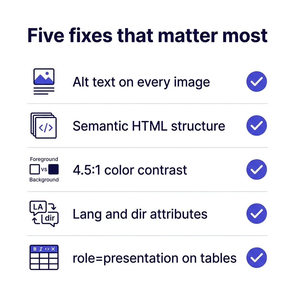 The five fixes that matter most