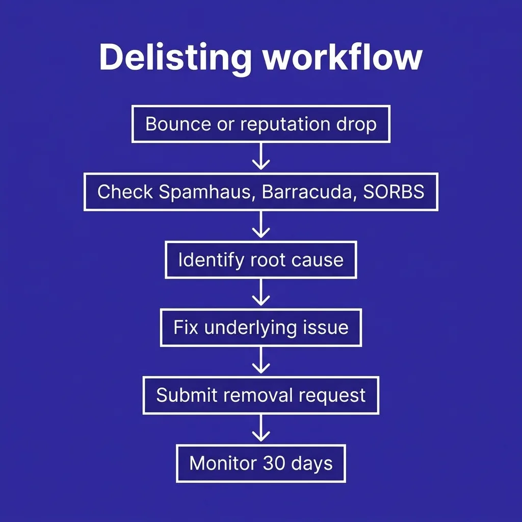 The delisting workflow, visualized