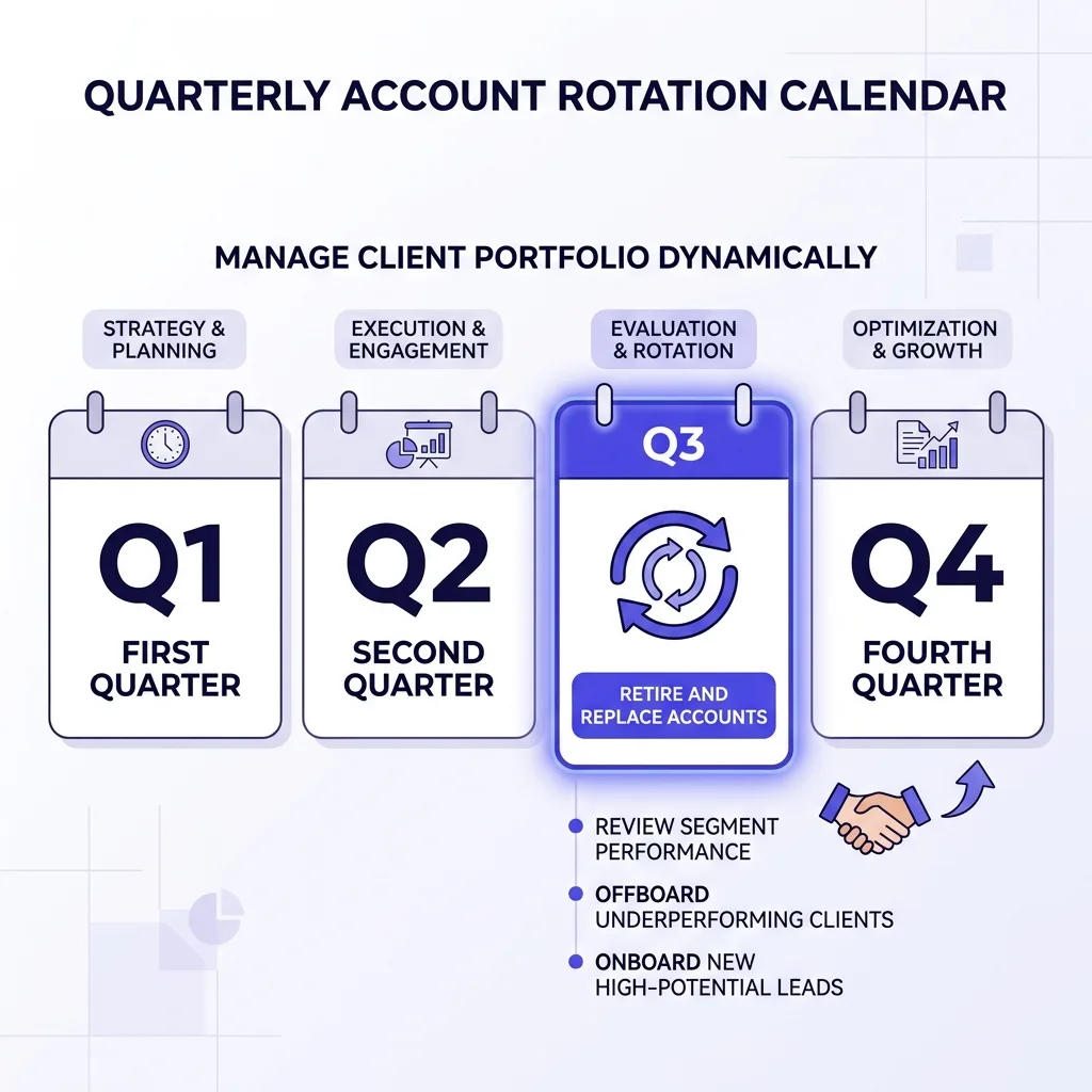 Quarterly rotation calendar for a deliverability seed account panel