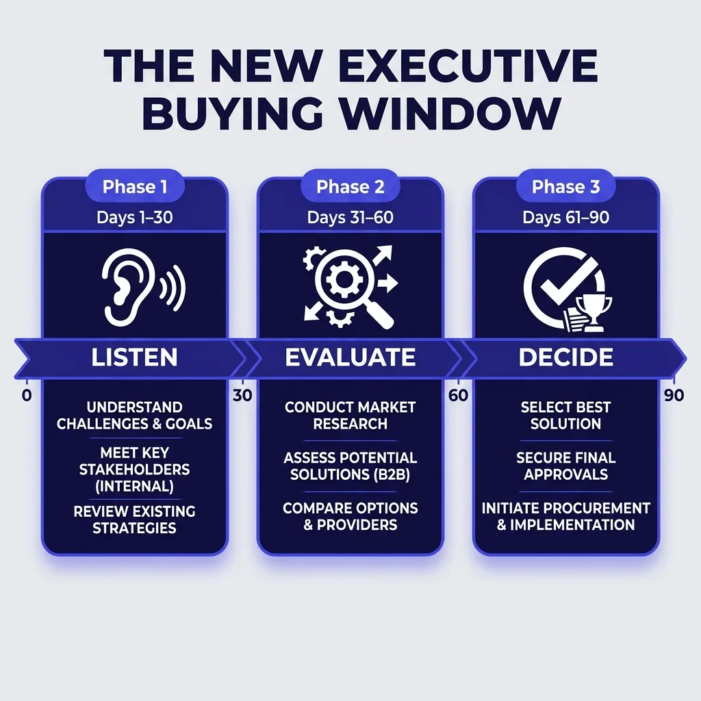 90-day window phases for new executive vendor evaluation