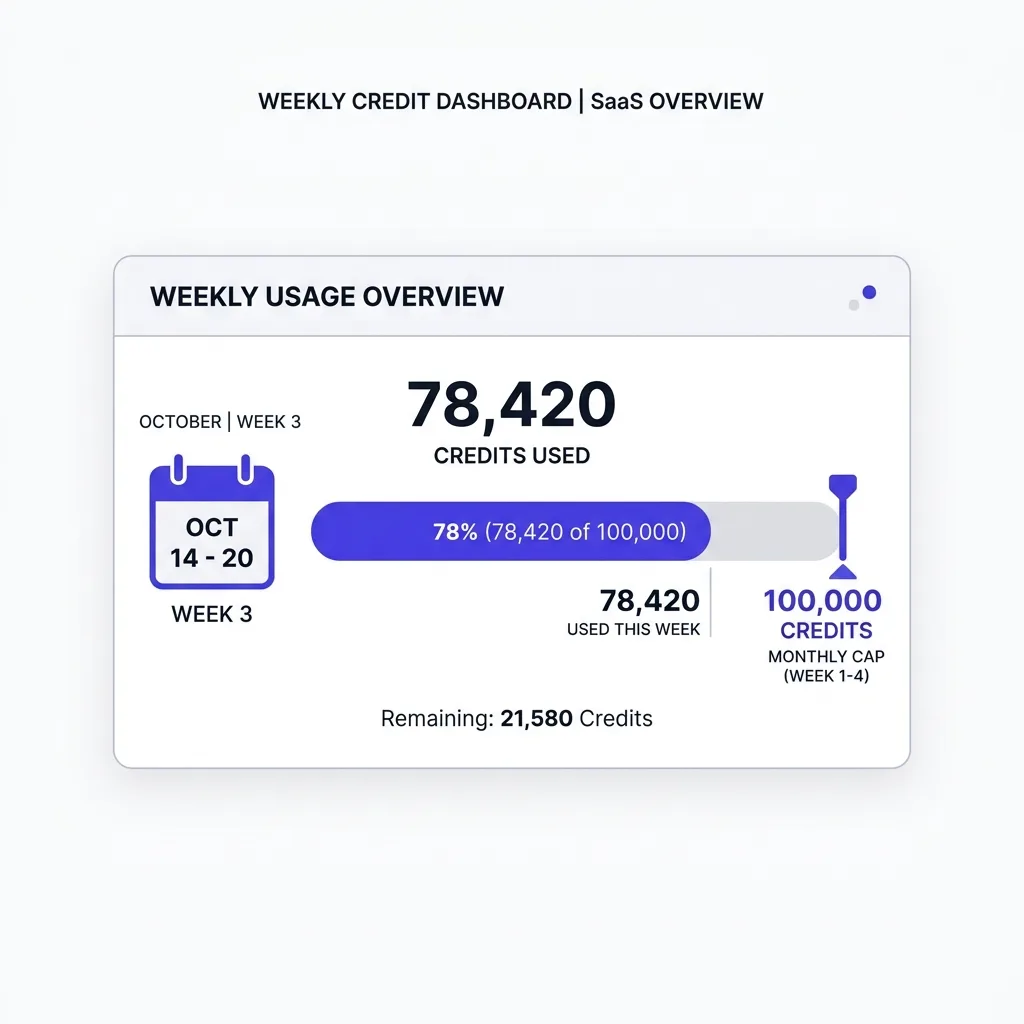 Weekly credit forecasting dashboard tracking InMail send volume against monthly allowance