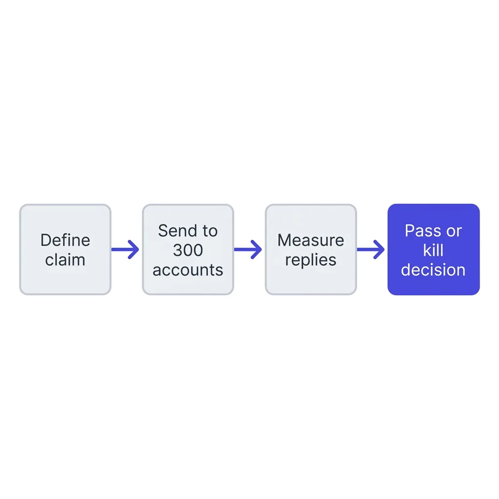 Flow diagram of the 300 account segment validation test before scaling outbound