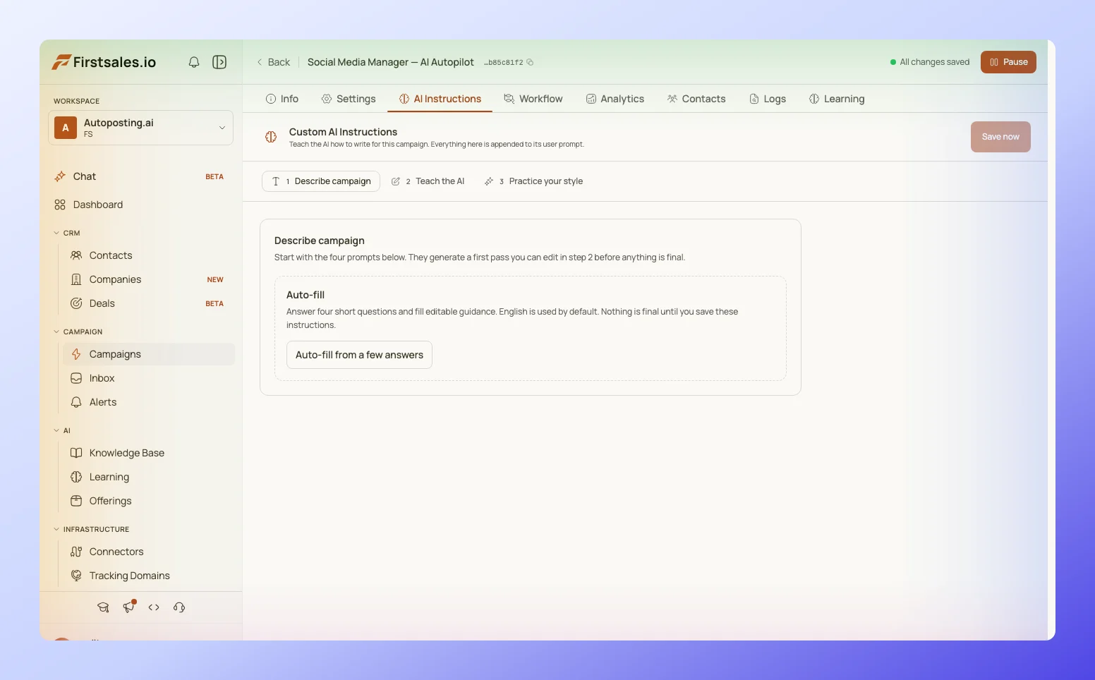 FirstSales AI draft approval screen showing a human reviewing a drafted email before send