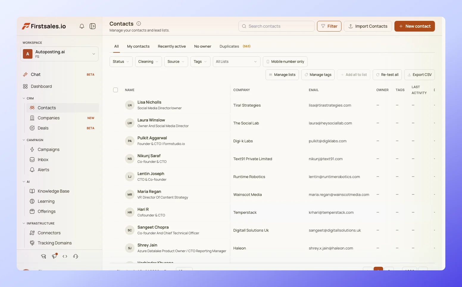 FirstSales campaign dashboard showing segment-level reply and signal tracking