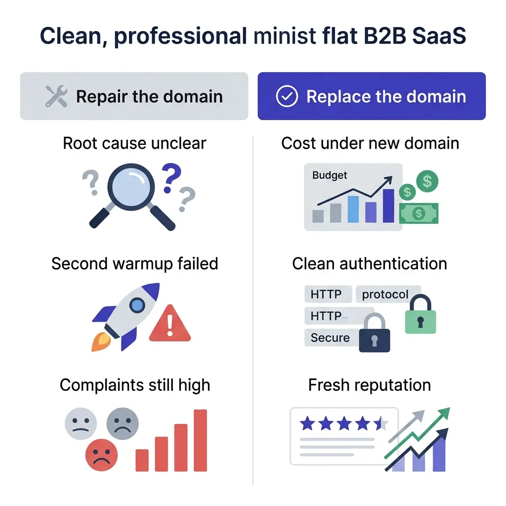 Repair versus replace decision checklist for a burned sending domain