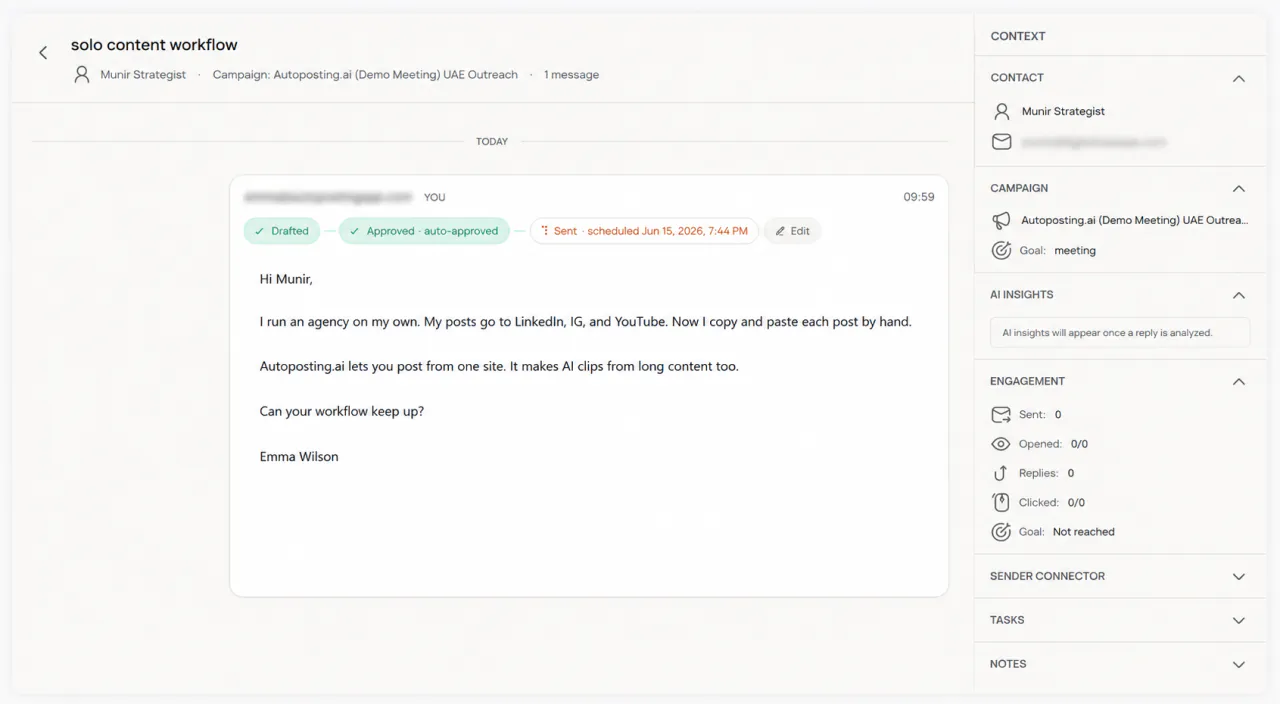 FirstSales automatically sending an email sequence and stopping on reply