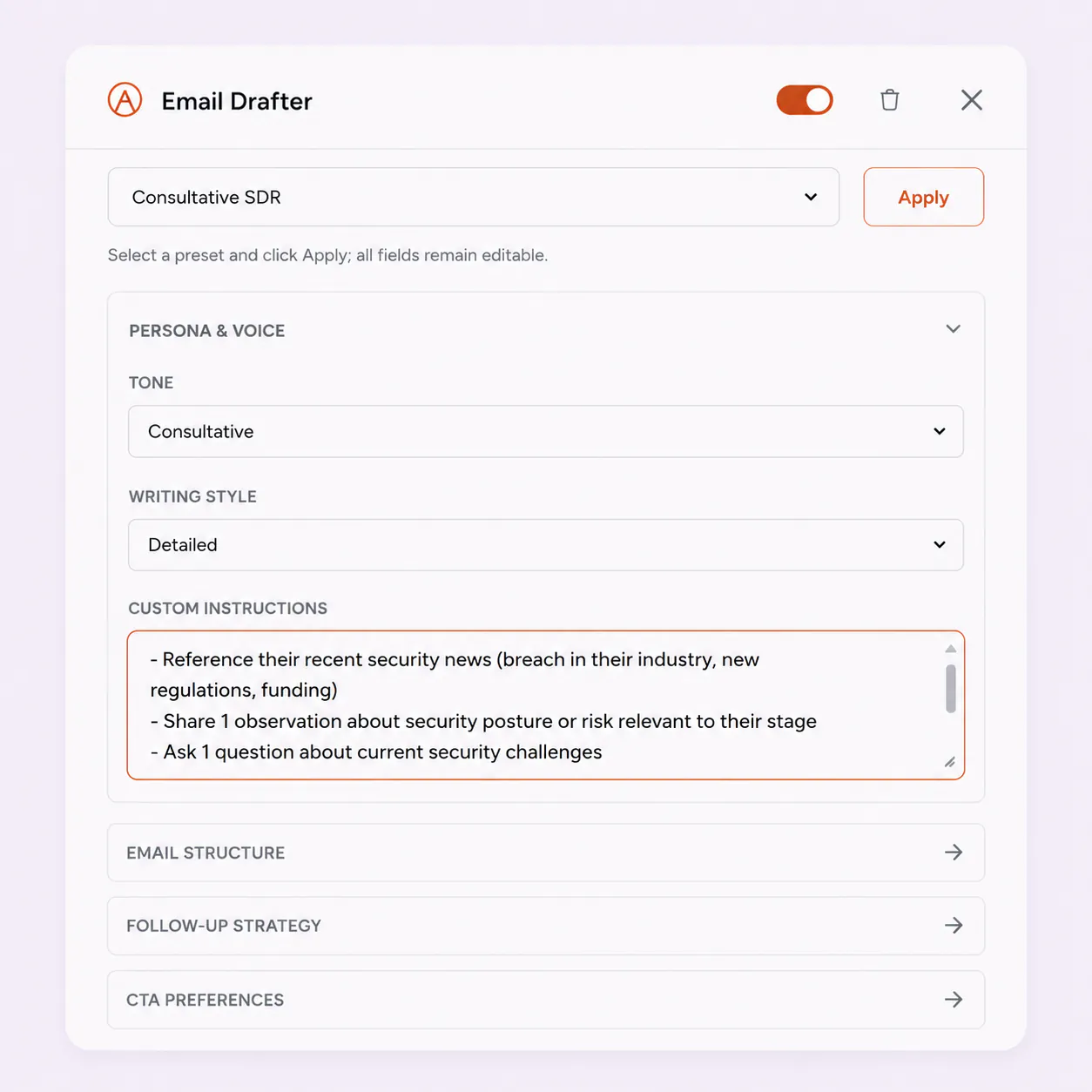 FirstSales knowledge base populated with cybersecurity product positioning