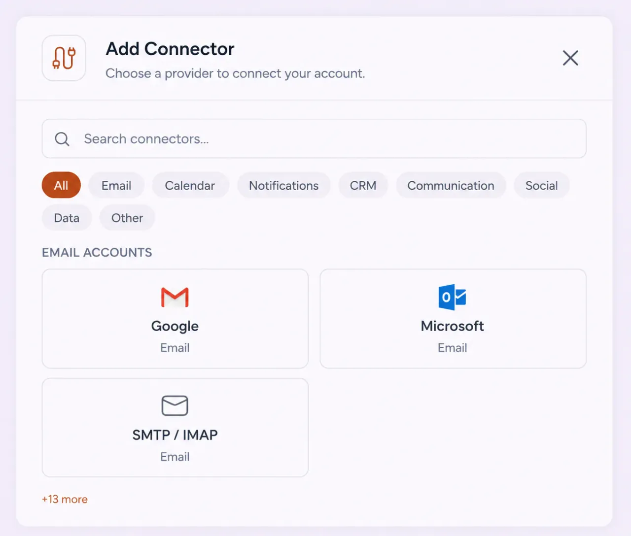 FirstSales connectors screen with insurance agency sending mailboxes warming up
