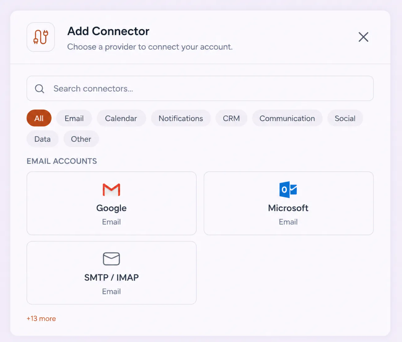 FirstSales connectors screen with manufacturing sales mailboxes warming up
