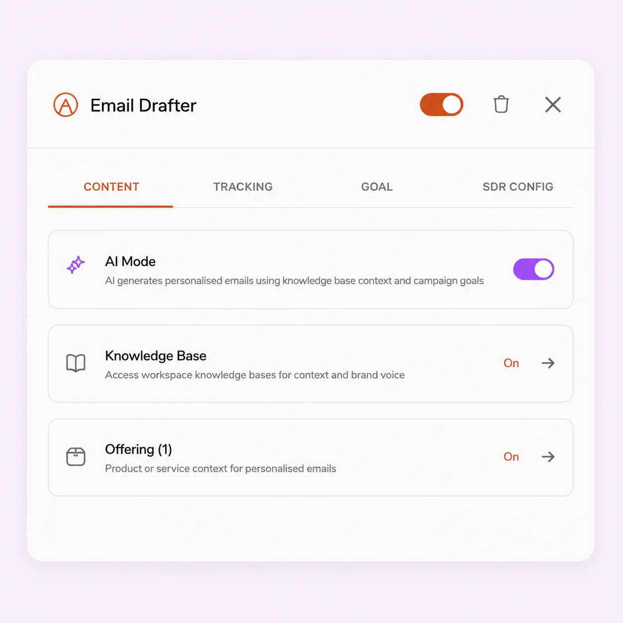 FirstSales AI composing a personalized cold email for a client brand