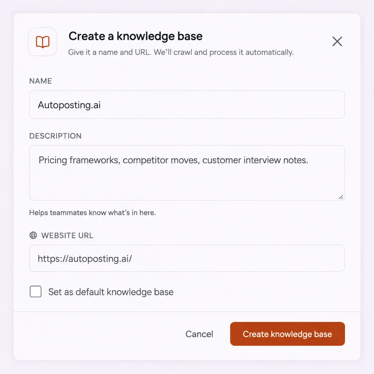 FirstSales knowledge base populated with SaaS product positioning