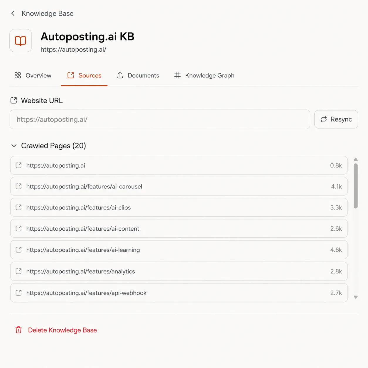 FirstSales automatically crawling a website and enriching prospect data into the Knowledge Base