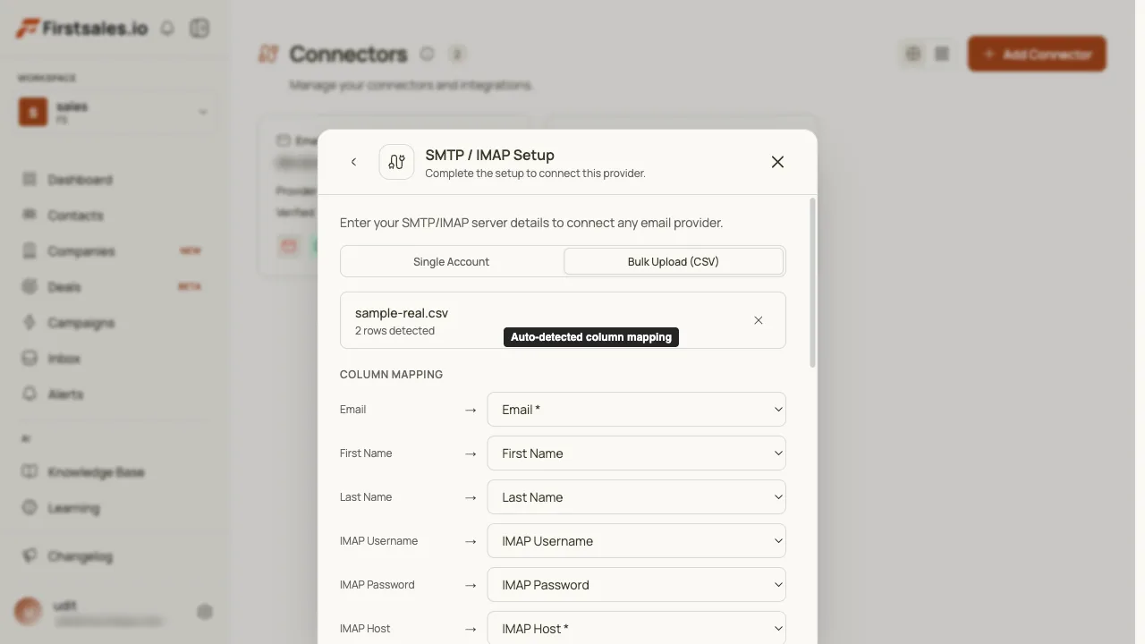Check the column mapping