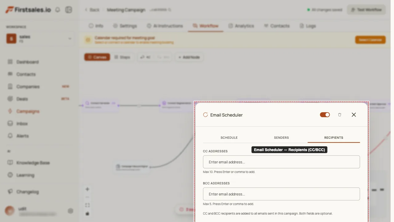 Open the Email Scheduler → Recipients tab