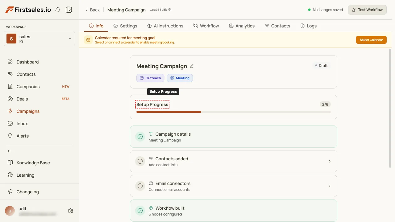 Find the Setup Progress panel