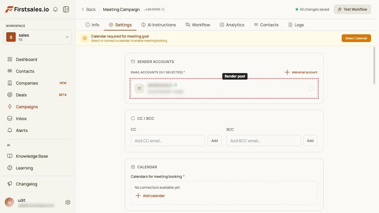 Build the campaign's sender pool