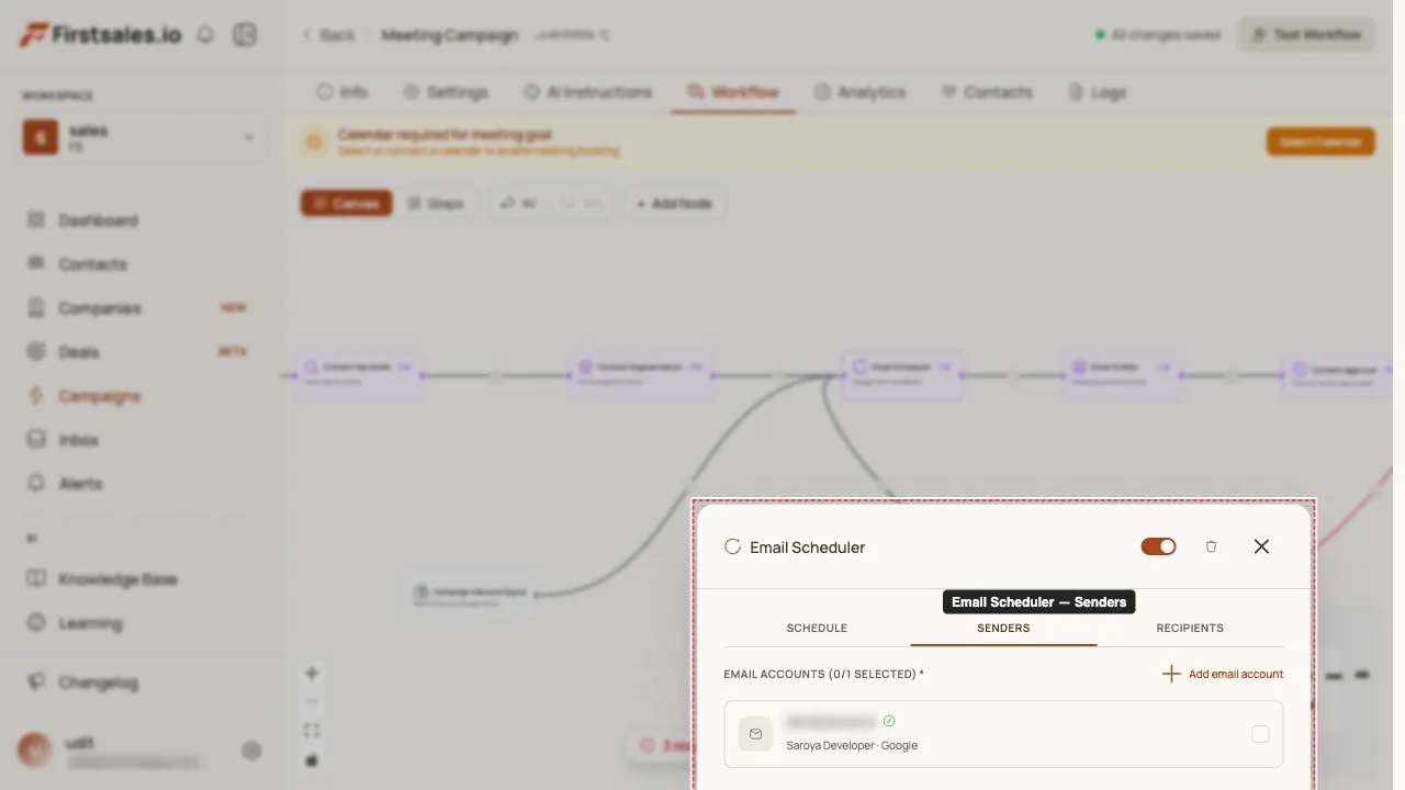 Select sending accounts
