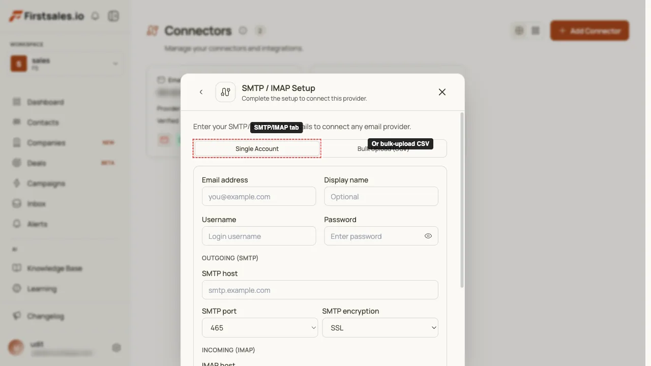 Choose the Single Account tab