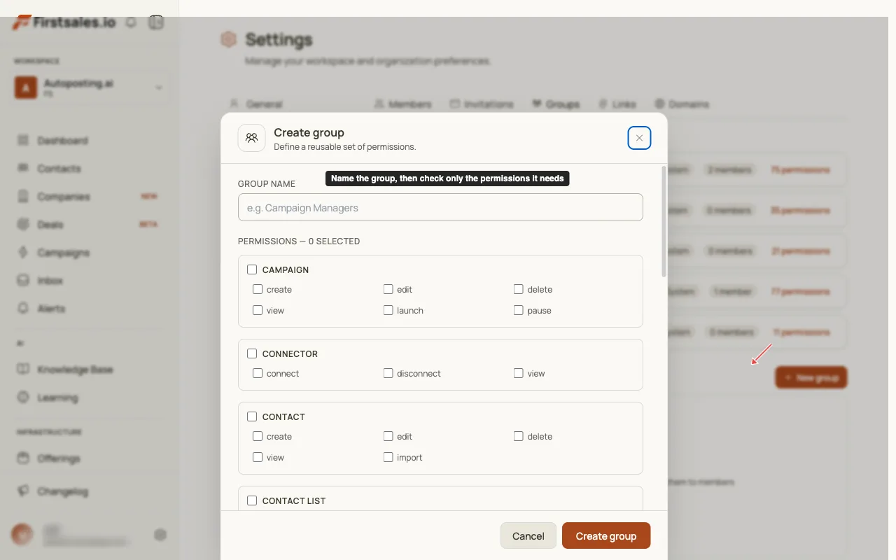 Design least-privilege access with permission groups