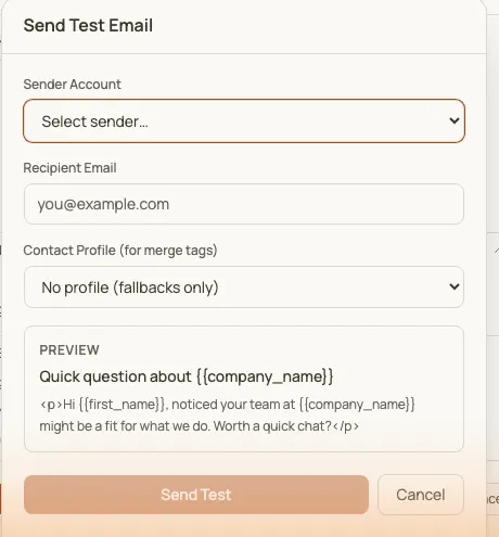 Contact Profile wählen und Vorschau prüfen